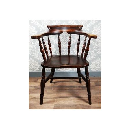 Antiker Kapitänstuhl / Raucherbogen-Armlehnstuhl aus Massivholz