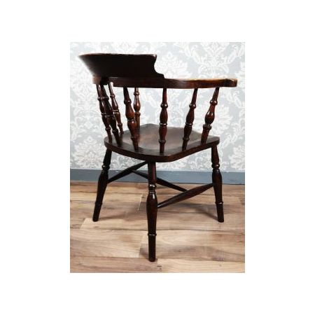 Antiker Kapitänstuhl / Raucherbogen-Armlehnstuhl aus Massivholz