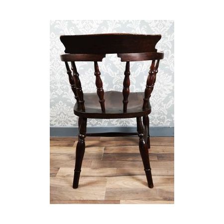 Antiker Kapitänstuhl / Raucherbogen-Armlehnstuhl aus Massivholz