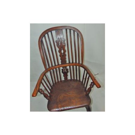 Yorkshire Windsor Armlehnstuhl um 1850 aus massivem Obstholz