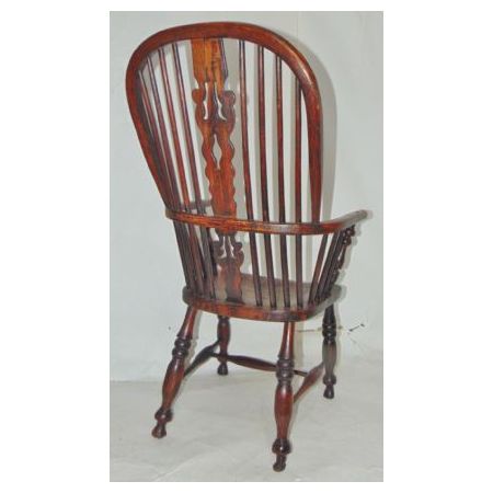Yorkshire Windsor Armlehnstuhl um 1850 aus massivem Obstholz