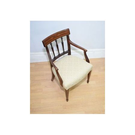 Antiker Mahagoni Stuhl / armchair im Regency Stil mit Intarsien