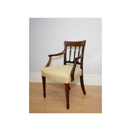 Antiker Mahagoni Stuhl / armchair im Regency Stil mit Intarsien