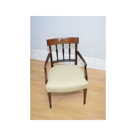 Antiker Mahagoni Stuhl / armchair im Regency Stil mit Intarsien