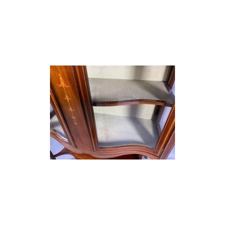 Antike, spätviktorianische Mahagoni-Vitrine mit serpentinem Design