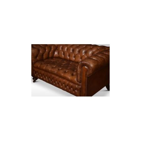 Braunes Chesterfield Sofa aus Leder  Antik