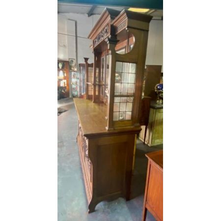 Antikes Viktorianisches Eichen Sideboard mit Spiegel