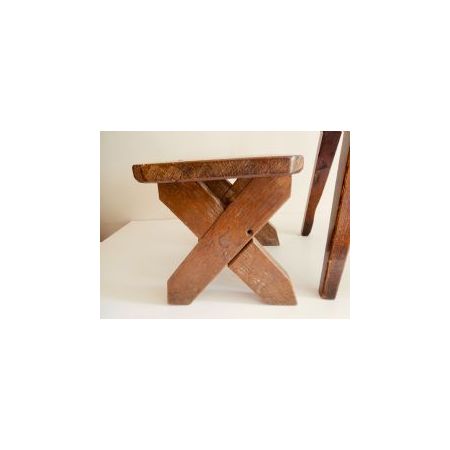 Georgianischer Hocker, Stuhl / X-shaped stool aus Ulme/Rüster und Eiche