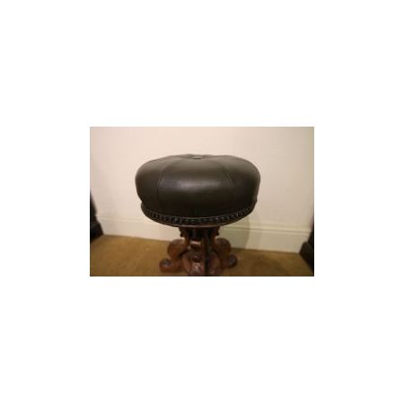 Antiker Klavierhocker, Pianostuhl / piano stool aus Eiche mit Leder