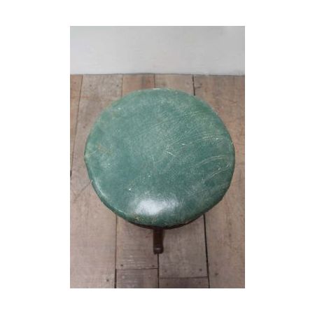 Antiker Klavierhocker, Stuhl / piano stool mit grünem Leder höhenverstellbar