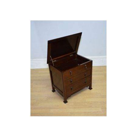 Antiker einzigartiger Arts and Crafts Klavierhocker, Klavierstuhl / piano stool aus Mahagoni