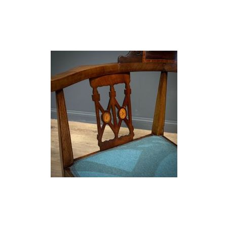 Antiker Edwardianischer Eckstuhl / corner chair neu bezogen mit Intarsien