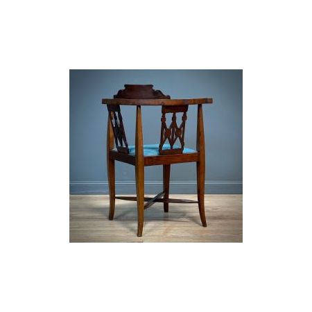 Antiker Edwardianischer Eckstuhl / corner chair neu bezogen mit Intarsien