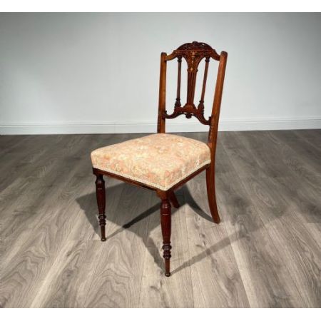 Paar Viktorianisch Palisanderstühle mit kunstvollen Intarsien aus dem 19. Jahrhundert