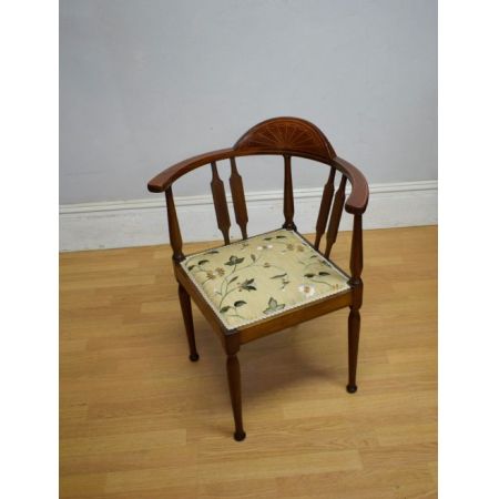 Wundervoller, antiker Edwardianischer Eckstuhl / cornerchair mit Intarsien aus Mahagoni