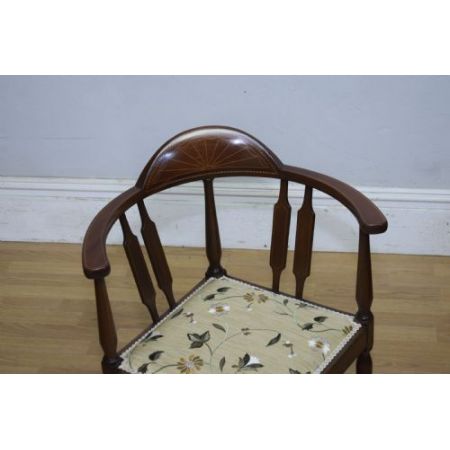 Wundervoller, antiker Edwardianischer Eckstuhl / cornerchair mit Intarsien aus Mahagoni
