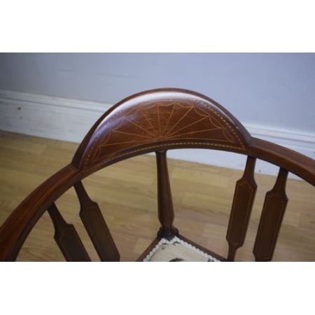 Wundervoller, antiker Edwardianischer Eckstuhl / cornerchair mit Intarsien aus Mahagoni