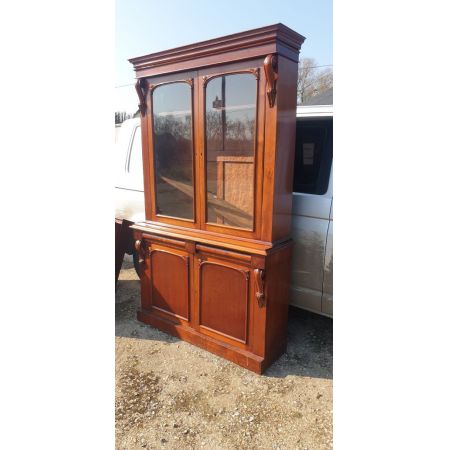 Antiker Viktorianischer zweiteiliger Bücherschrank / bookcase aus Mahagoni