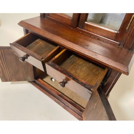 Antiker Vitrinenschrank, Küchenschrank aus Kiefernholz