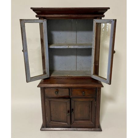 Antiker Vitrinenschrank, Küchenschrank aus Kiefernholz