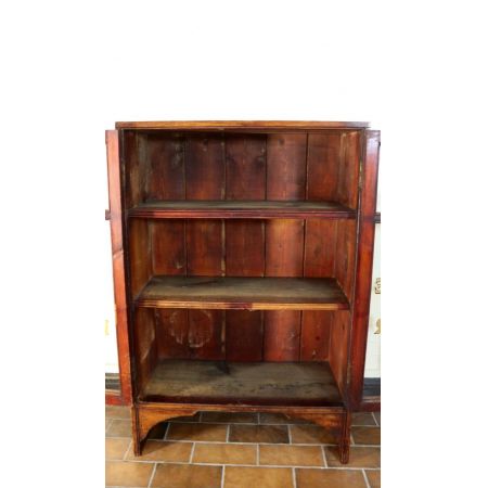 Charmantes Bücherregal / Vitrine aus Kiefernholz mit beschrifteten Gläsern