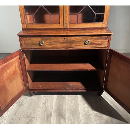 Antiker Mahagoni-Bücherschrank mit Unterschrank aus dem 19. Jahrhundert