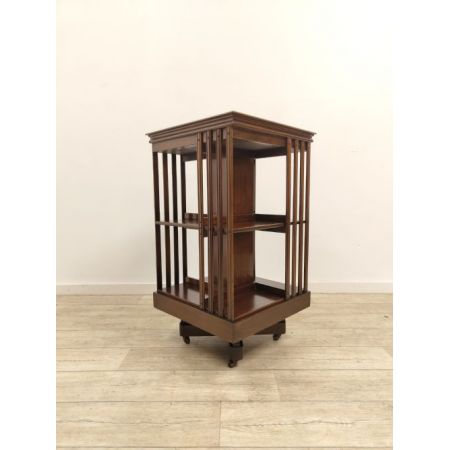 Antikes Edwardianisches Bücherregal / revolving bookcase aus Nussbaumholz