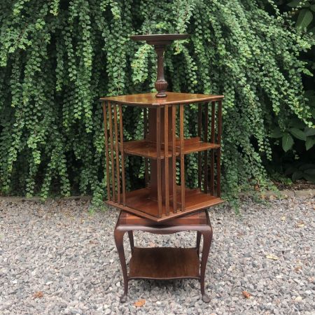 Antikes Edwardianisches revolving bookcase / drehbares Bücherregal aus Mahagoni