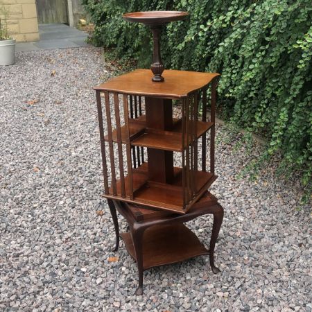 Antikes Edwardianisches revolving bookcase / drehbares Bücherregal aus Mahagoni