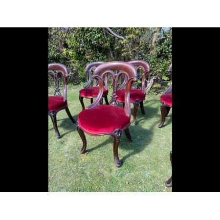 Sitzgruppe von sechs viktorianischen Mahagoni-Esszimmerstühlen