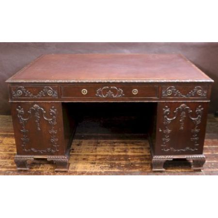 Antiker Schreibtisch / partnersdesk aus dem 19. Jahrhundert aus Mahagoni