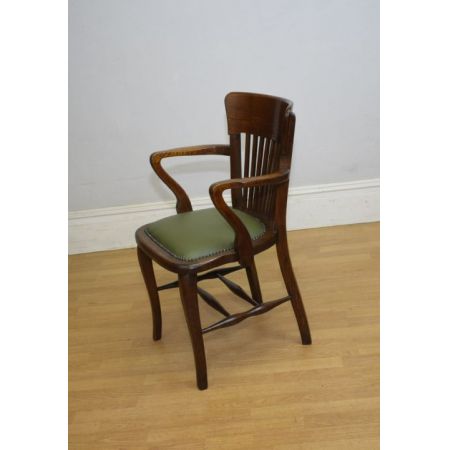 Eleganter edwardianischer Eichenschreibtischstuhl / Bürostuhl