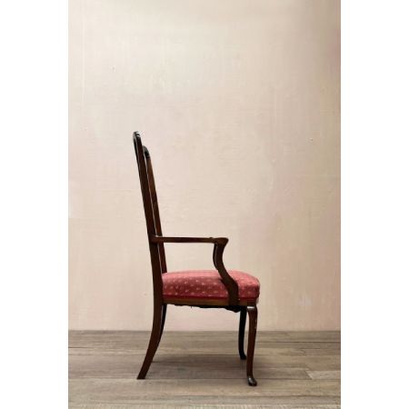 Eleganter, edwardianischer Stuhl aus Mahagoni mit eingelegter Verzierung und hoher Rüchenlehne