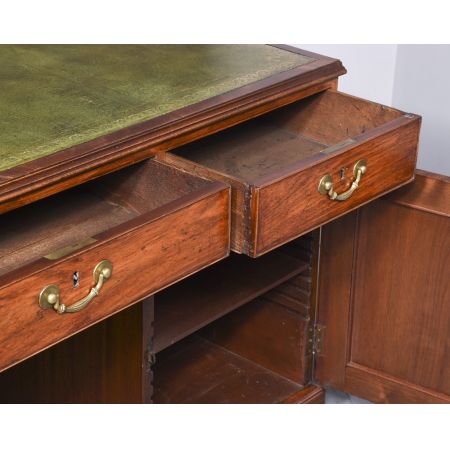 Massiver Partnersdesk / Schreibtisch aus Padouk-Holz im George-IV-Stil