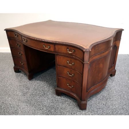 Hochwertiger edwardianischer Partnersdesk aus Mahagoni im georgianischen Stil