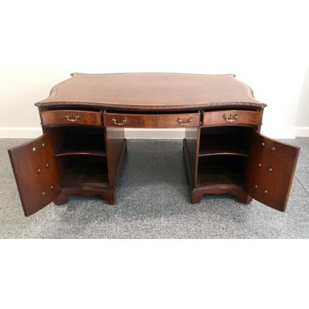 Hochwertiger edwardianischer Partnersdesk aus Mahagoni im georgianischen Stil
