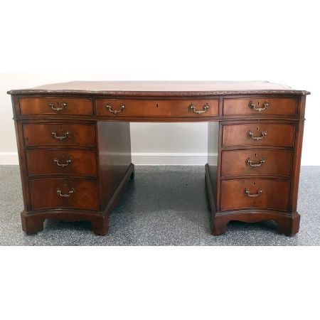 Hochwertiger edwardianischer Partnersdesk aus Mahagoni im georgianischen Stil