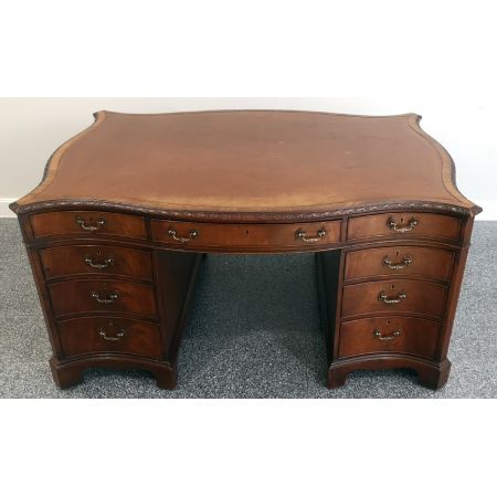 Hochwertiger edwardianischer Partnersdesk aus Mahagoni im georgianischen Stil