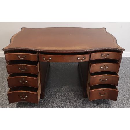Hochwertiger edwardianischer Partnersdesk aus Mahagoni im georgianischen Stil