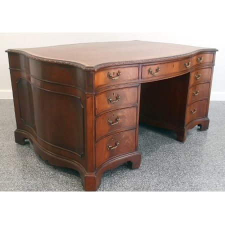 Hochwertiger edwardianischer Partnersdesk aus Mahagoni im georgianischen Stil