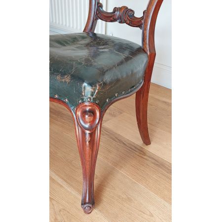 Antiker Lederstuhl / ballon chair, desk chair aus Mahagoni