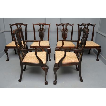 Elegantes Set aus sechs edwardianischen Mahagoni-Dining-Stühlen im Chippendale-Stil (by phillips & Jones)