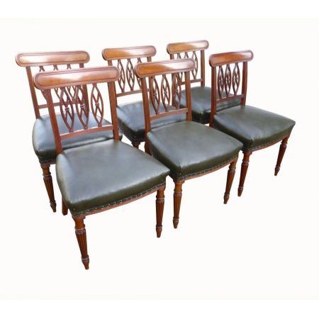Set aus 6 mahagoni esszimmerstühlen im regency Stil