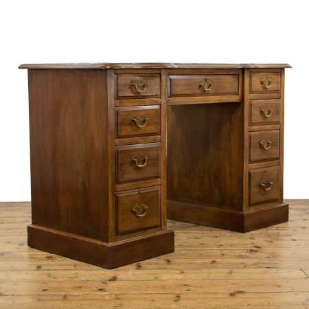 antiker Edwardian Schreibtisch mit Kneehole und Lederplatte