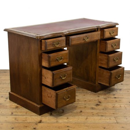 antiker Edwardian Schreibtisch mit Kneehole und Lederplatte