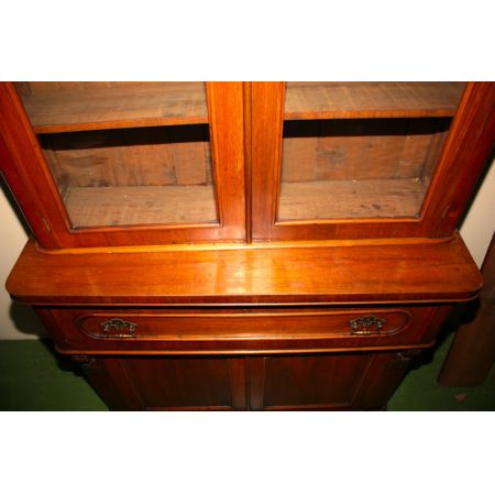 Antiker Viktorianischer Bücherschrank mit Sekretär aus Nussbaumholz