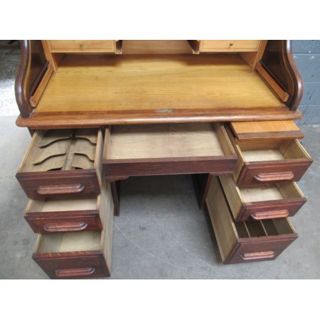 Eleganter Eichenschreibtisch mit Rollklappe, hergestellt von Angus Makers