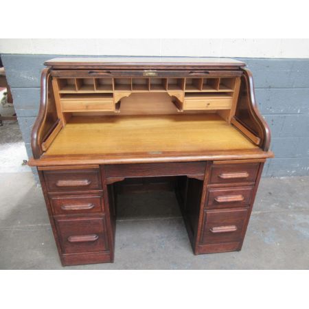 Eleganter Eichenschreibtisch mit Rollklappe, hergestellt von Angus Makers