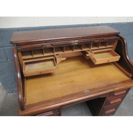 Eleganter Eichenschreibtisch mit Rollklappe, hergestellt von Angus Makers