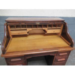 Eleganter Eichenschreibtisch mit Rollklappe, hergestellt von Angus Makers